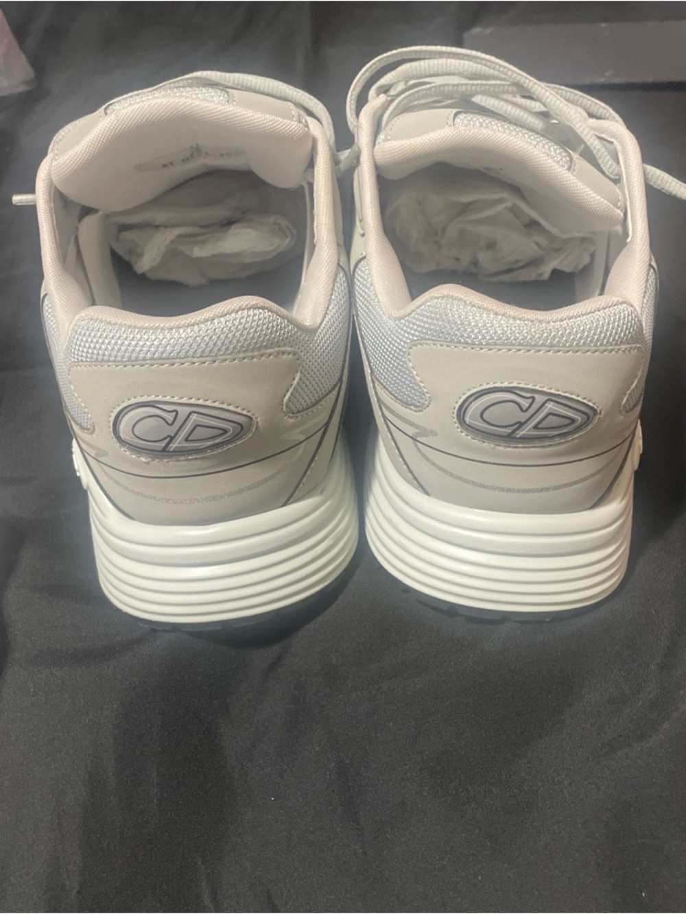 Dior Men's Light Gray Mesh & Leather Sneakers with Reflective Accents - Picture 2 of 8